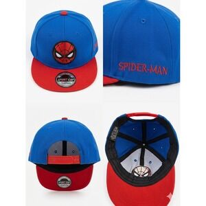 Marvel Spider-Man Snapback Hat Blue Red Embroidered Kids Adjustable Cap